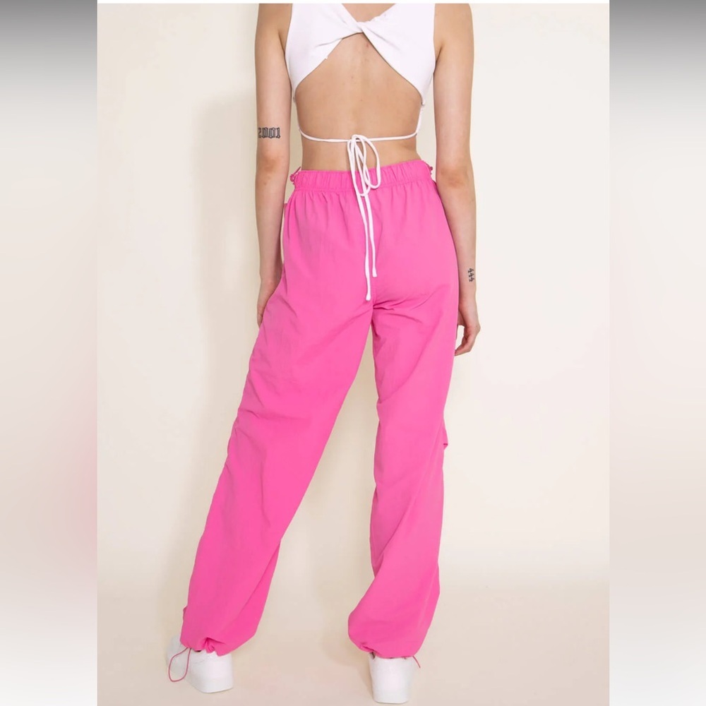 Love Tree Nylon Baggy Parachute Pants Womens Size Large Pink Pull On - Picture 4 of 16